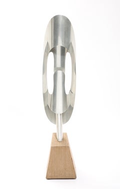 Studio Aluminum & Wood  Floor Lamp, Belgium 1970's