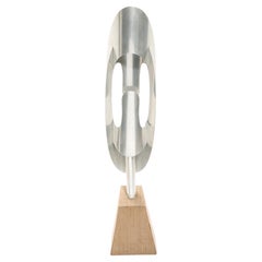 Studio Aluminum & Wood  Floor Lamp, Belgium 1970's