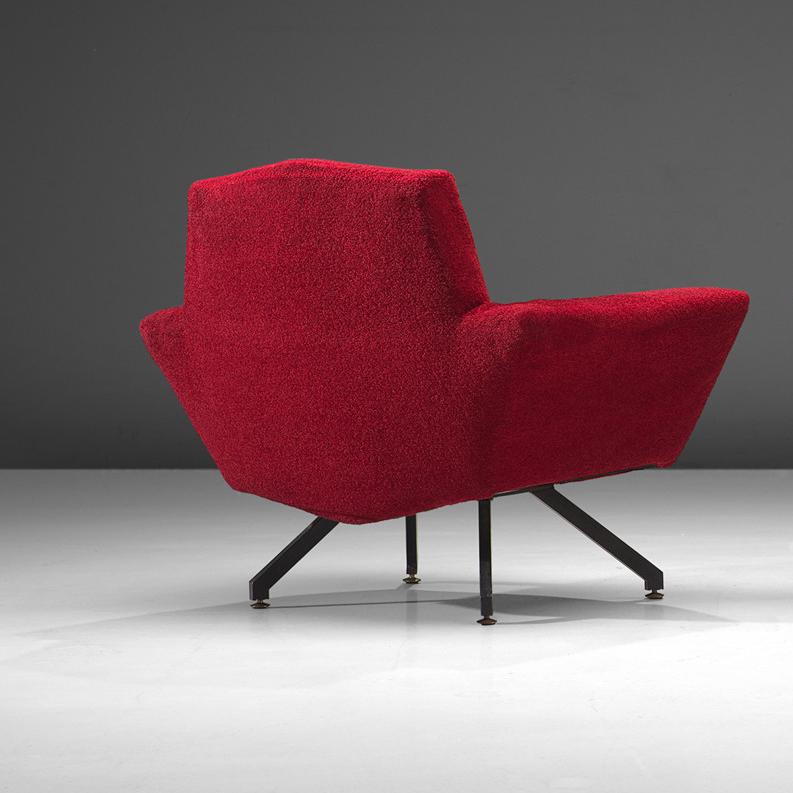 Mid-20th Century Studio APA for Lenzi Lounge Chair in Red Upholstery  For Sale