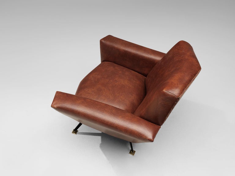 Studio APA for Lenzi Pair of Lounge Chairs in Brown Leatherette 4