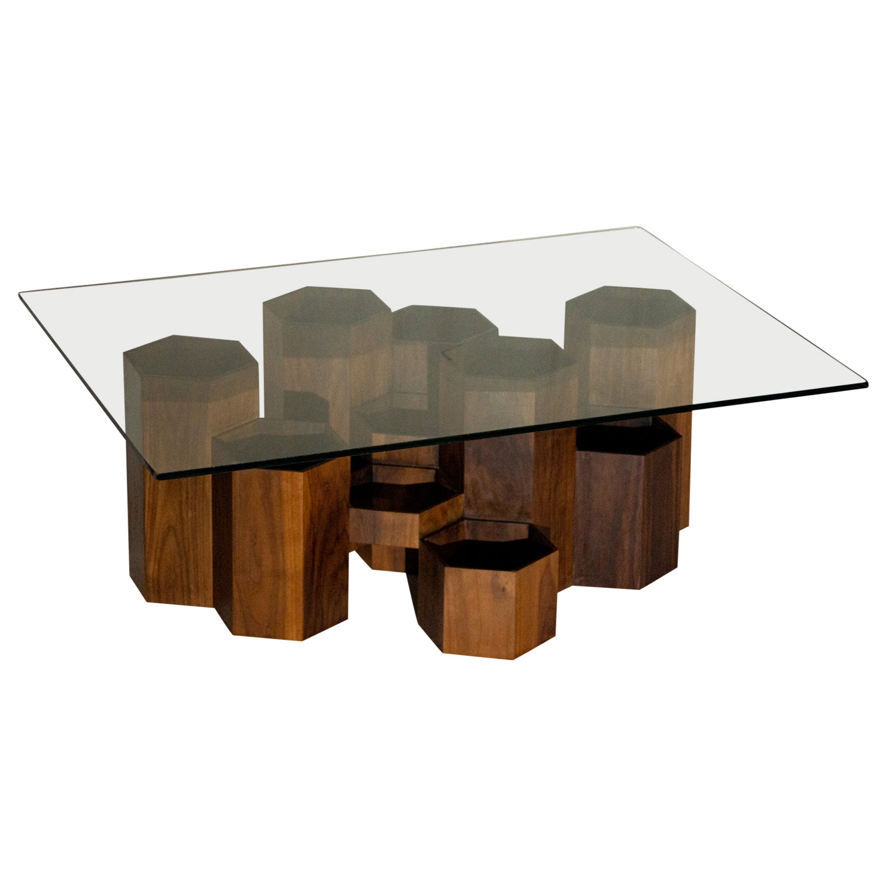 Studio Apotroes-Honeycomb Coffee Table, Solid wood walnut For Sale