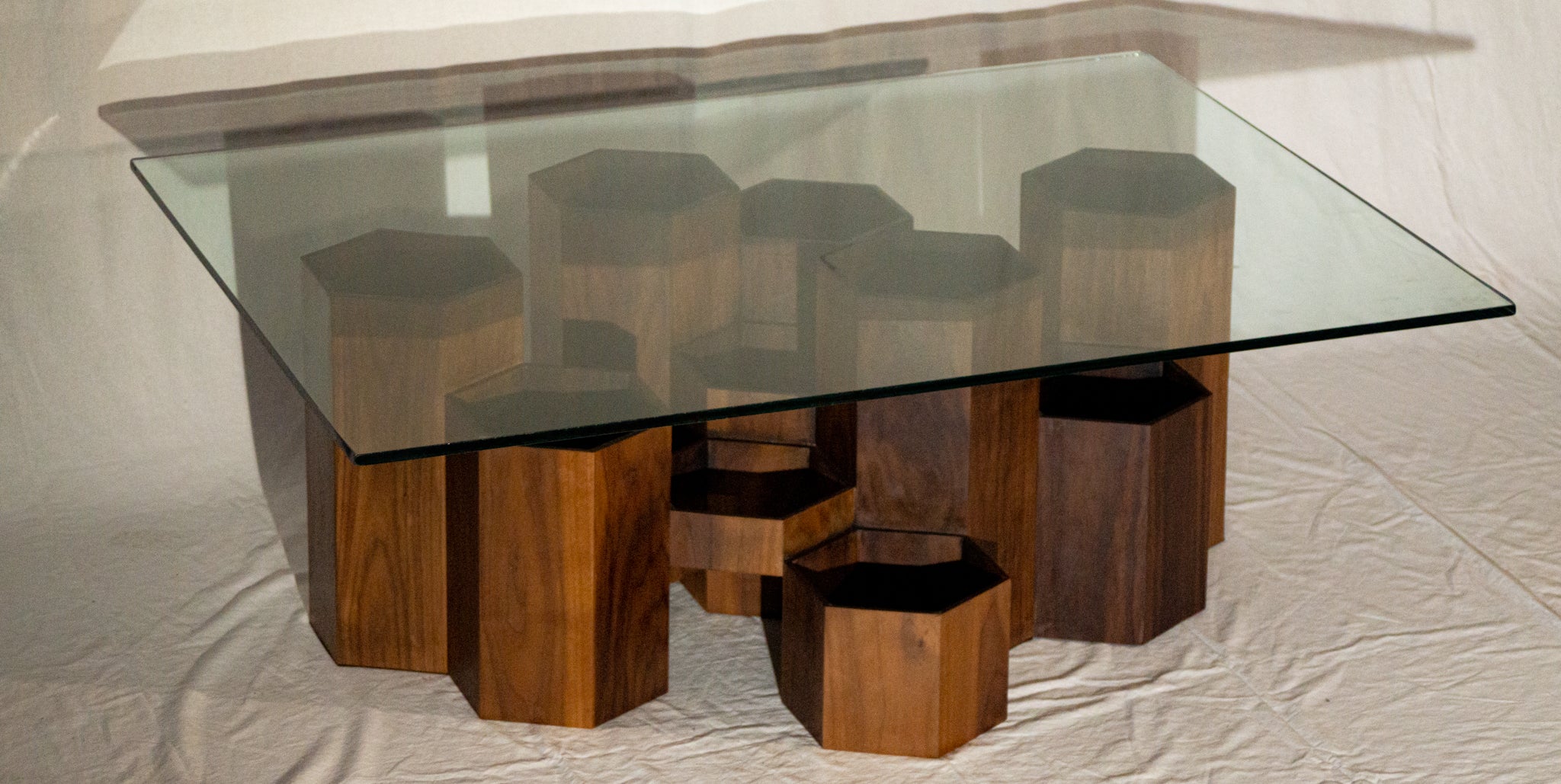 Studio Apotroes-Honeycomb Coffee Table, Solid wood walnut