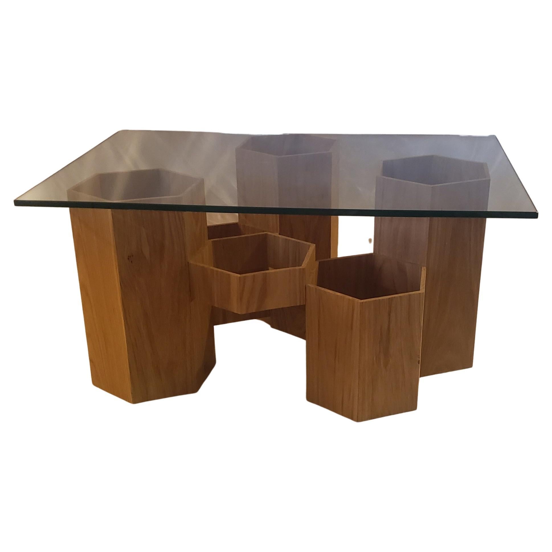 Studio Apotroes Solid Wood Honeycomb Coffee Table for Small Spaces For Sale