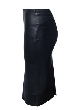 STUDIO AR, black leather stretch skirt