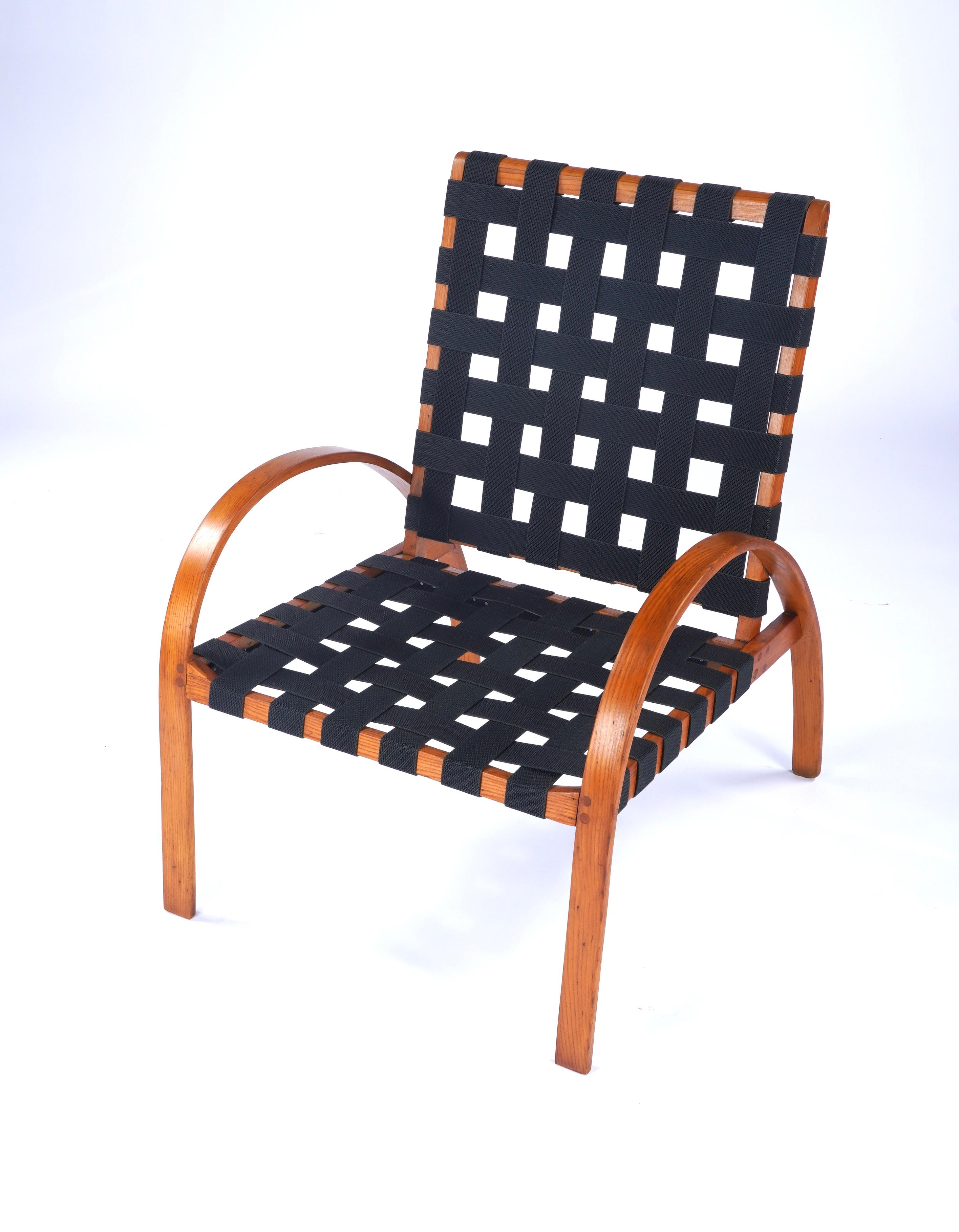 Fauteuil Studio en Oak Oak avec sangles noires en vente 3