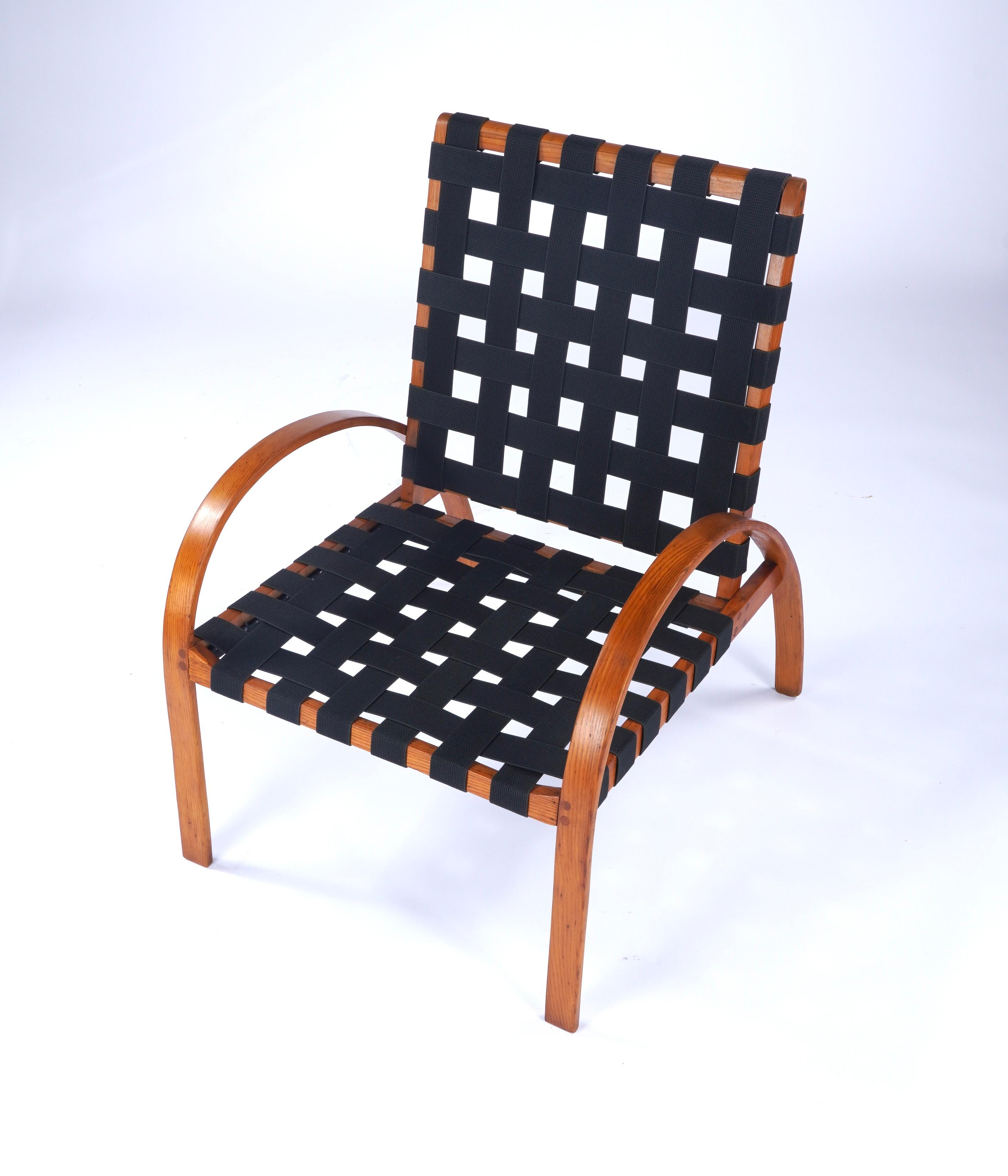 Coton Fauteuil Studio en Oak Oak avec sangles noires en vente