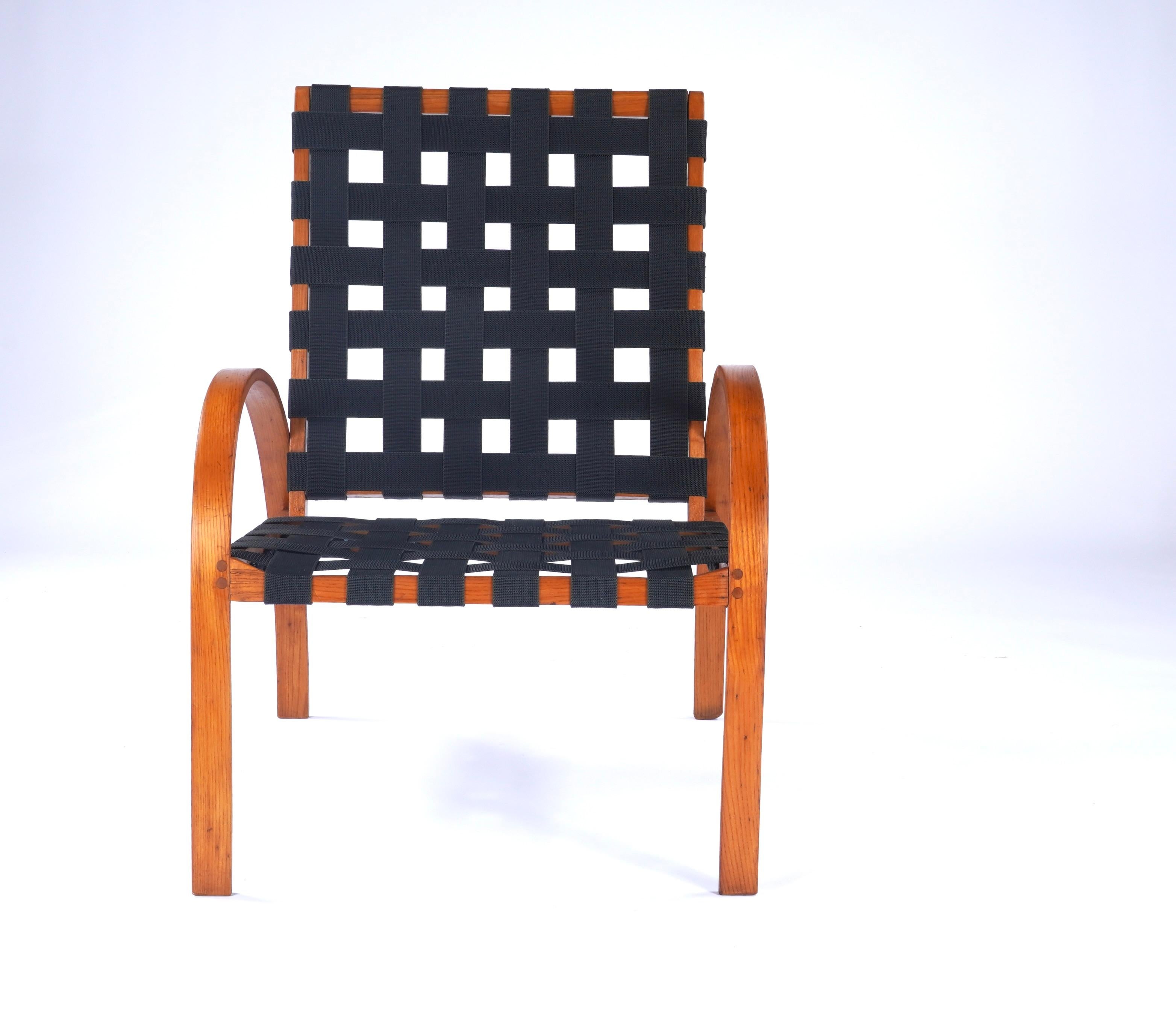 Fauteuil Studio en Oak Oak avec sangles noires en vente 2