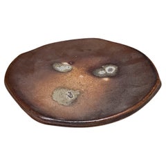 1970s Studio Art Pottery Abstract Dot Plate signed