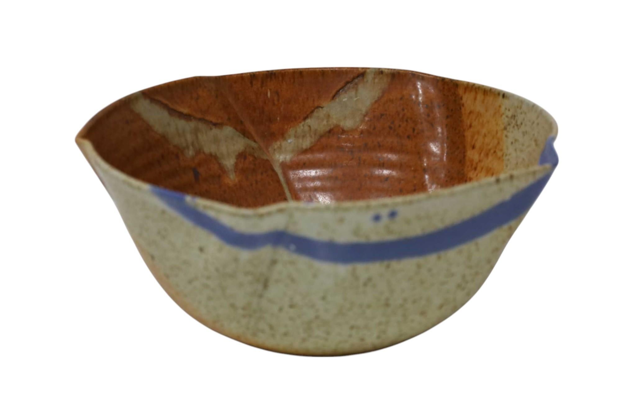 20th Century Studio Art Pottery Bowl, Signed For Sale