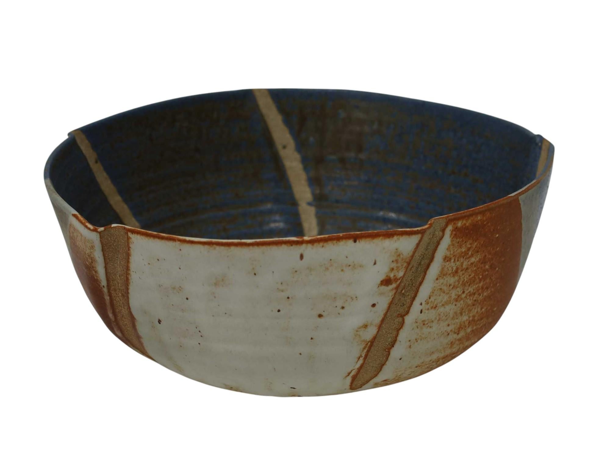 20th Century Studio Art Pottery Bowl, Signed For Sale