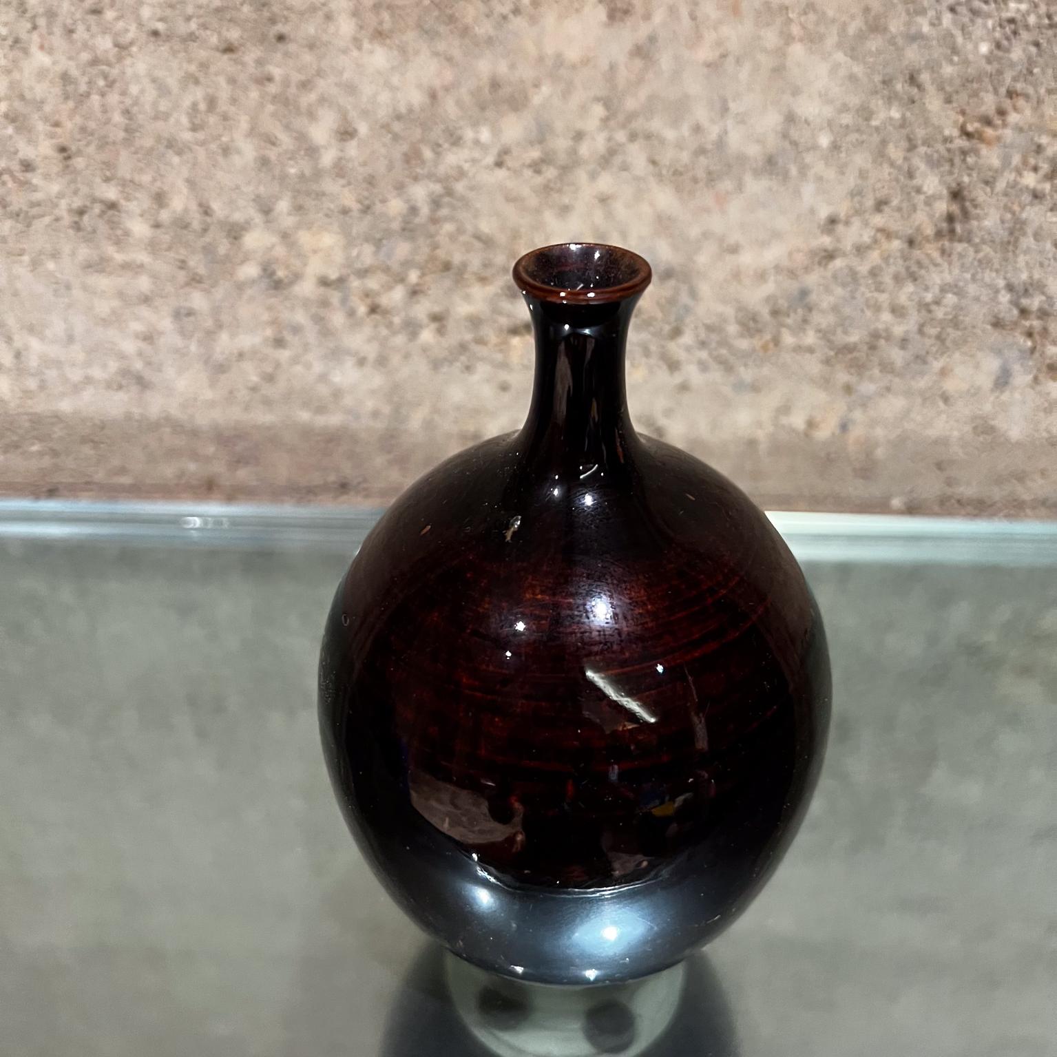 Mid-Century Modern  Studio Art Pottery Dark Weed Pot Vase Earle Freeman For Sale