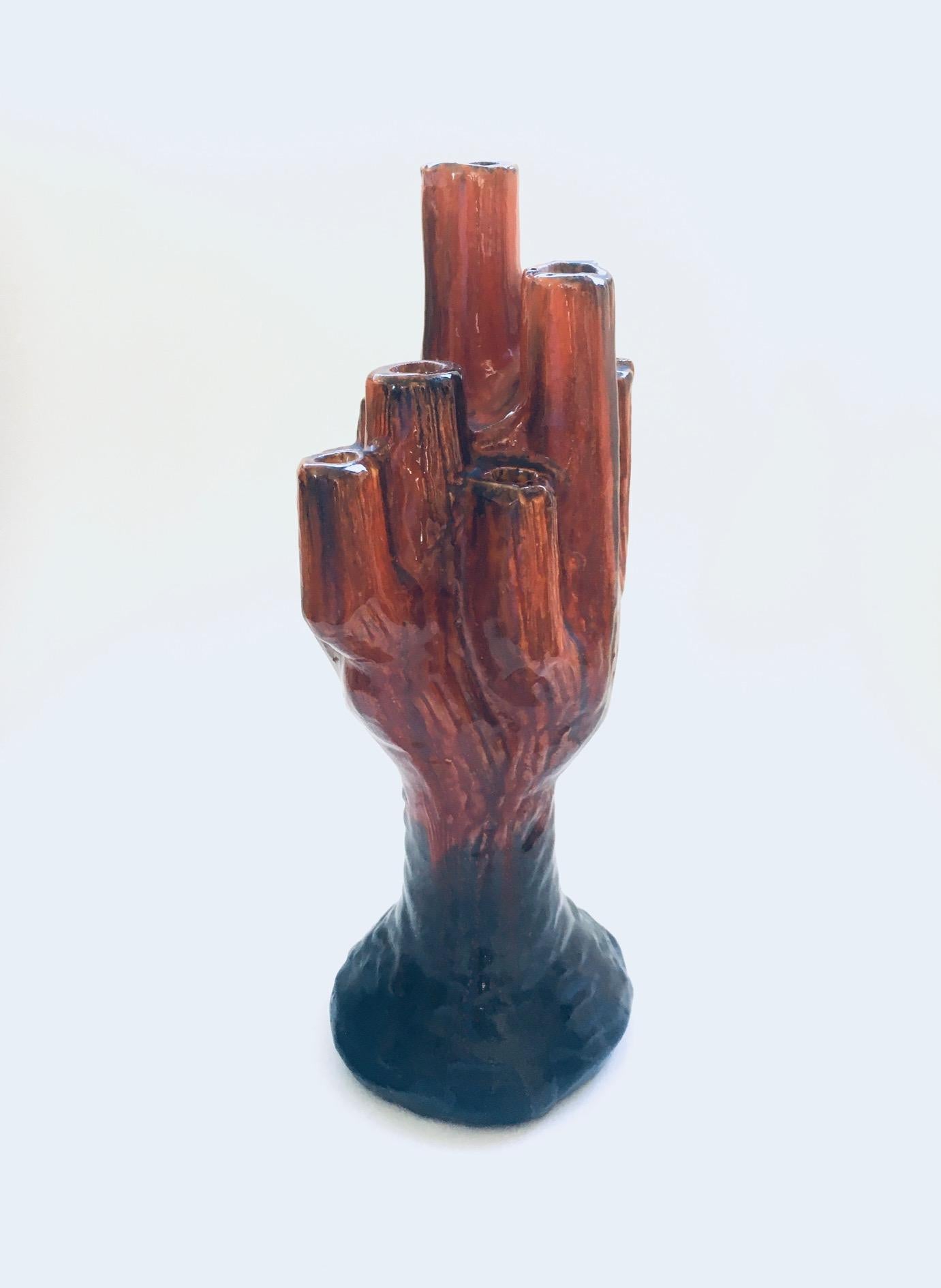 Studio Art Pottery Kerzenhalter in Kakteenform, Keramikobjekt, signiert F.B. 1960er Jahre (Moderne der Mitte des Jahrhunderts) im Angebot