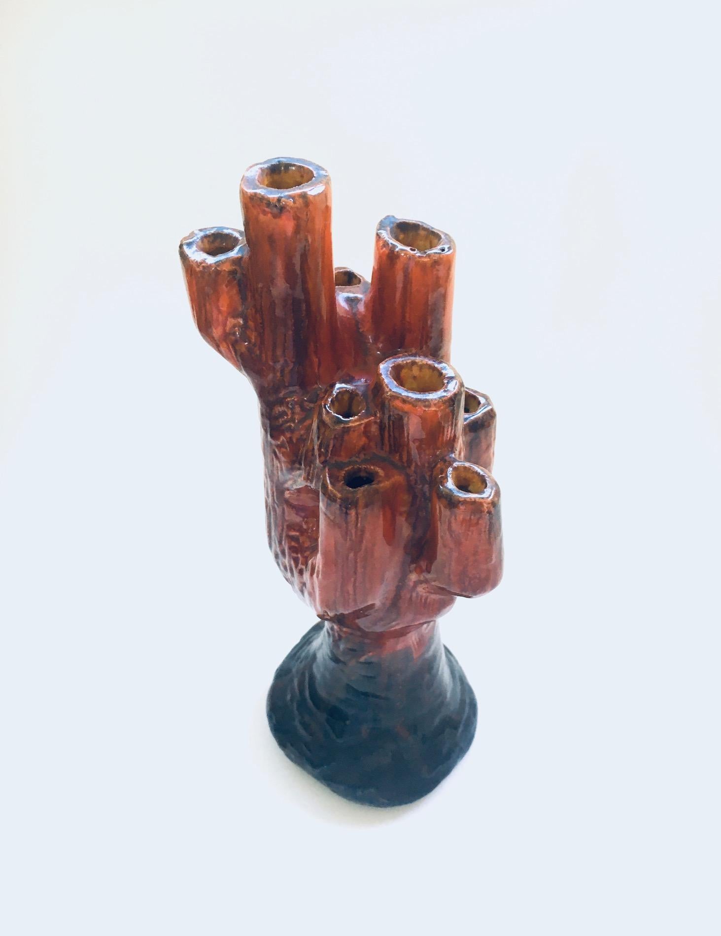 Studio Art Pottery Kerzenhalter in Kakteenform, Keramikobjekt, signiert F.B. 1960er Jahre im Zustand „Gut“ im Angebot in Oud-Turnhout, VAN