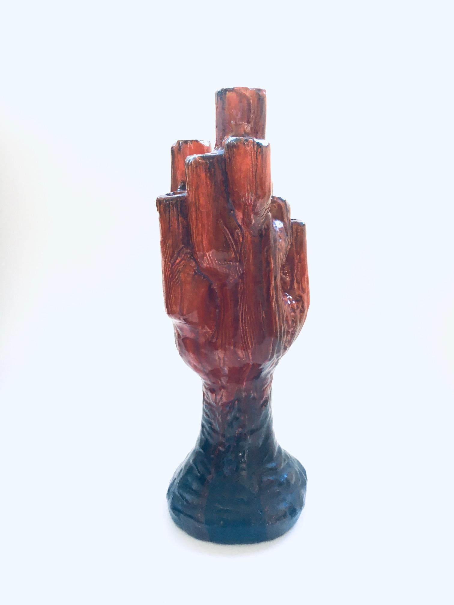 Studio Art Pottery Kerzenhalter in Kakteenform, Keramikobjekt, signiert F.B. 1960er Jahre im Angebot 2
