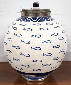 Studio Art Pottery Cookie Jar Utensil Holder Lidded Jar 3 Piece Set