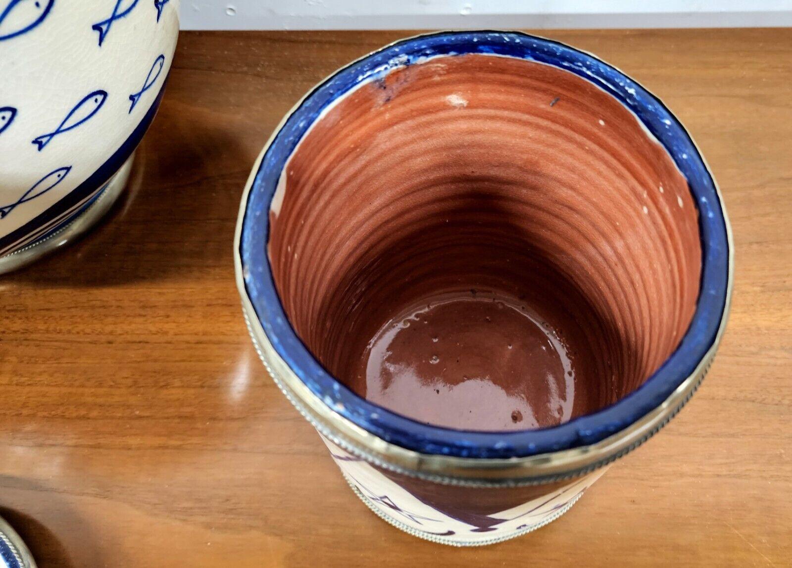 Studio Art Pottery Cookie Jar Utensil Holder Lidded Jar 3 Piece Set For Sale 2