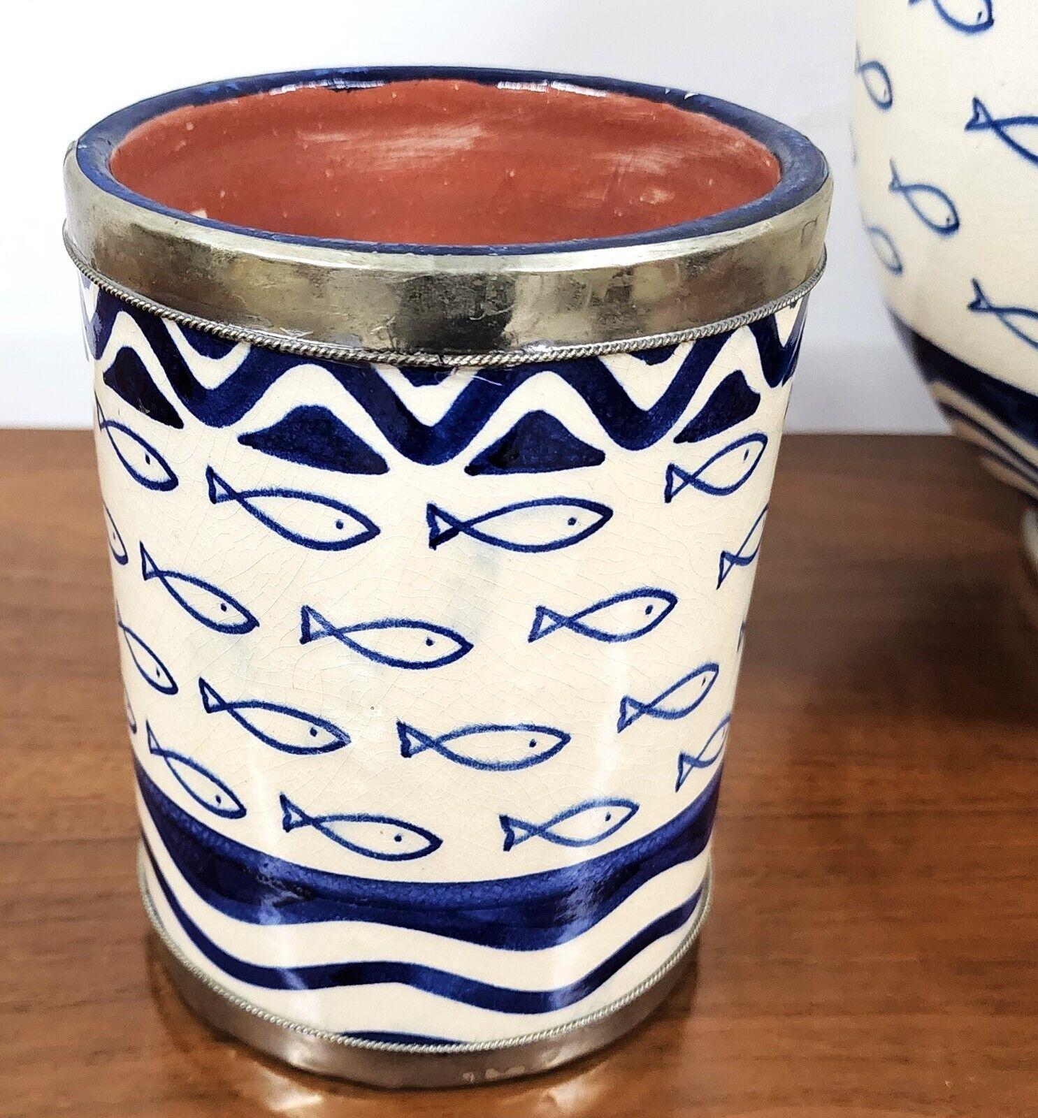 Studio Art Pottery Cookie Jar Utensil Holder Lidded Jar 3 Piece Set For Sale 4