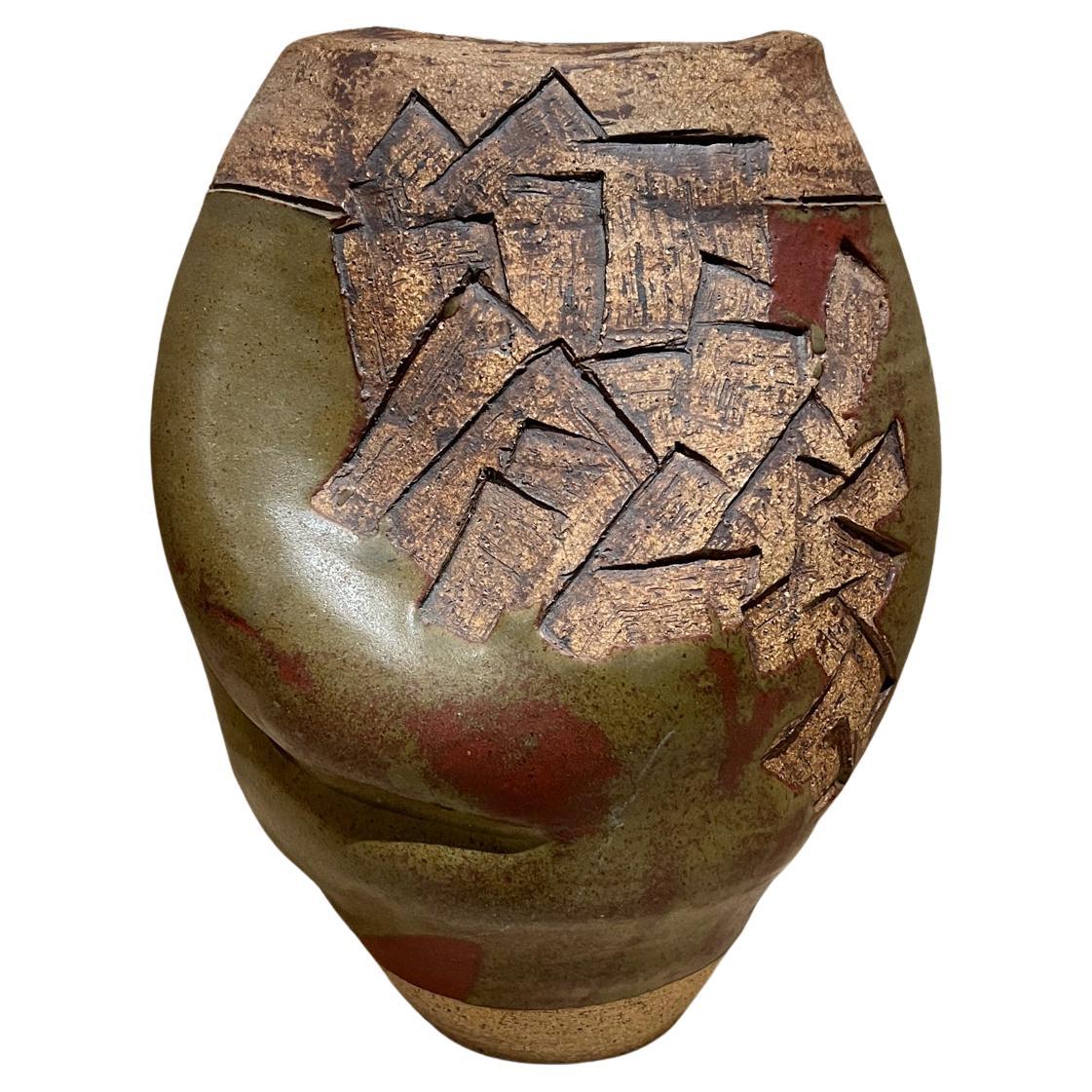 Studio Art Pottery Vaso in terracotta testurizzato Vaso