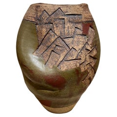 Studio Art Pottery Jarrón de barro con textura Vasija