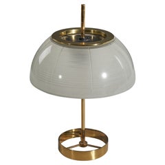 Vintage Studio BBPR, Adjustable Table Lamp, Brass, Milk Glass, Artemide, Italy, 1950s