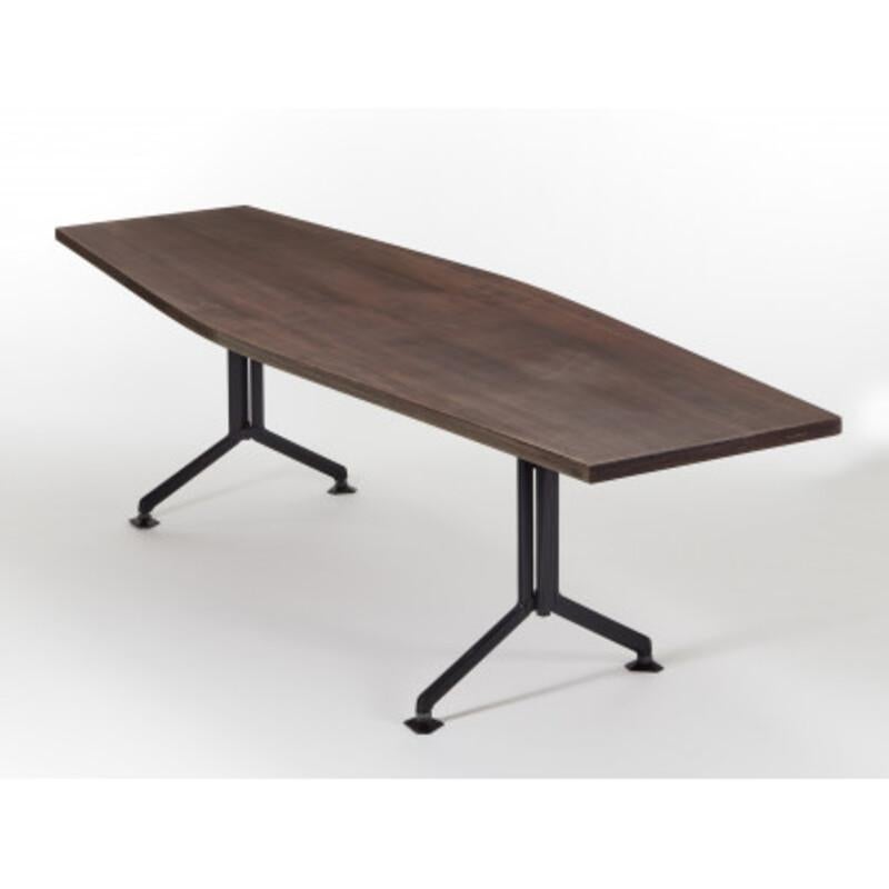 Mid-Century Modern Studio BBPR Arco Conference Table in Wood and Metal by Olivetti 1950s Italy