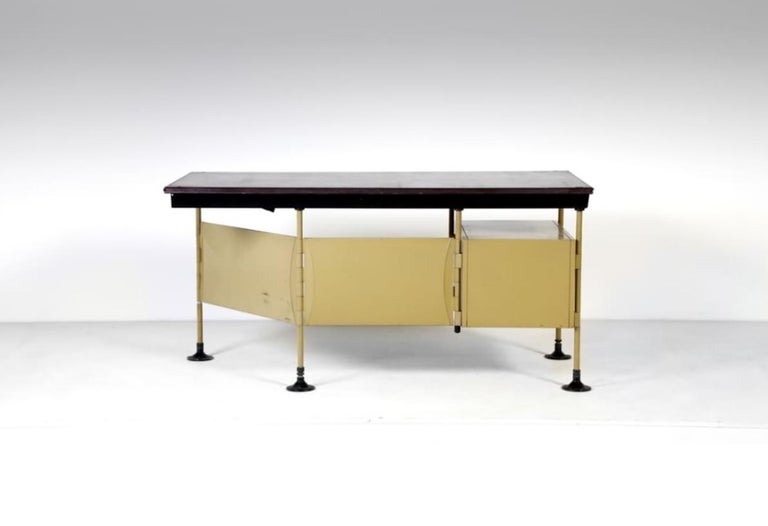 Mid-Century Modern Studio BBPR Arco Office Desk with Drawers in Metal by Olivetti, 1962, Italy For Sale