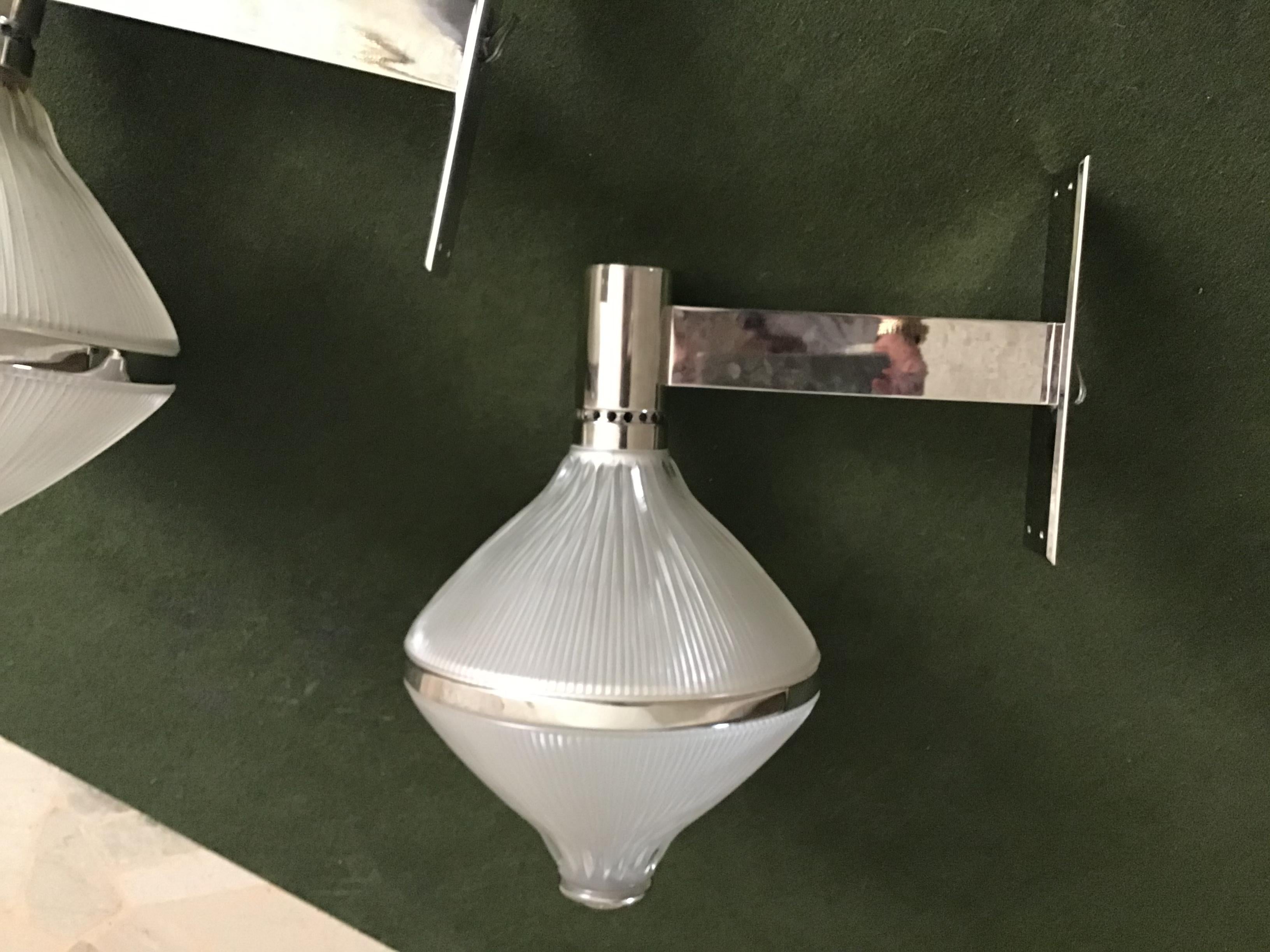 Studio BBPR Artemide Sconces Nickel-Plated Brass and Moulded Glass, 1963, Italy For Sale 5