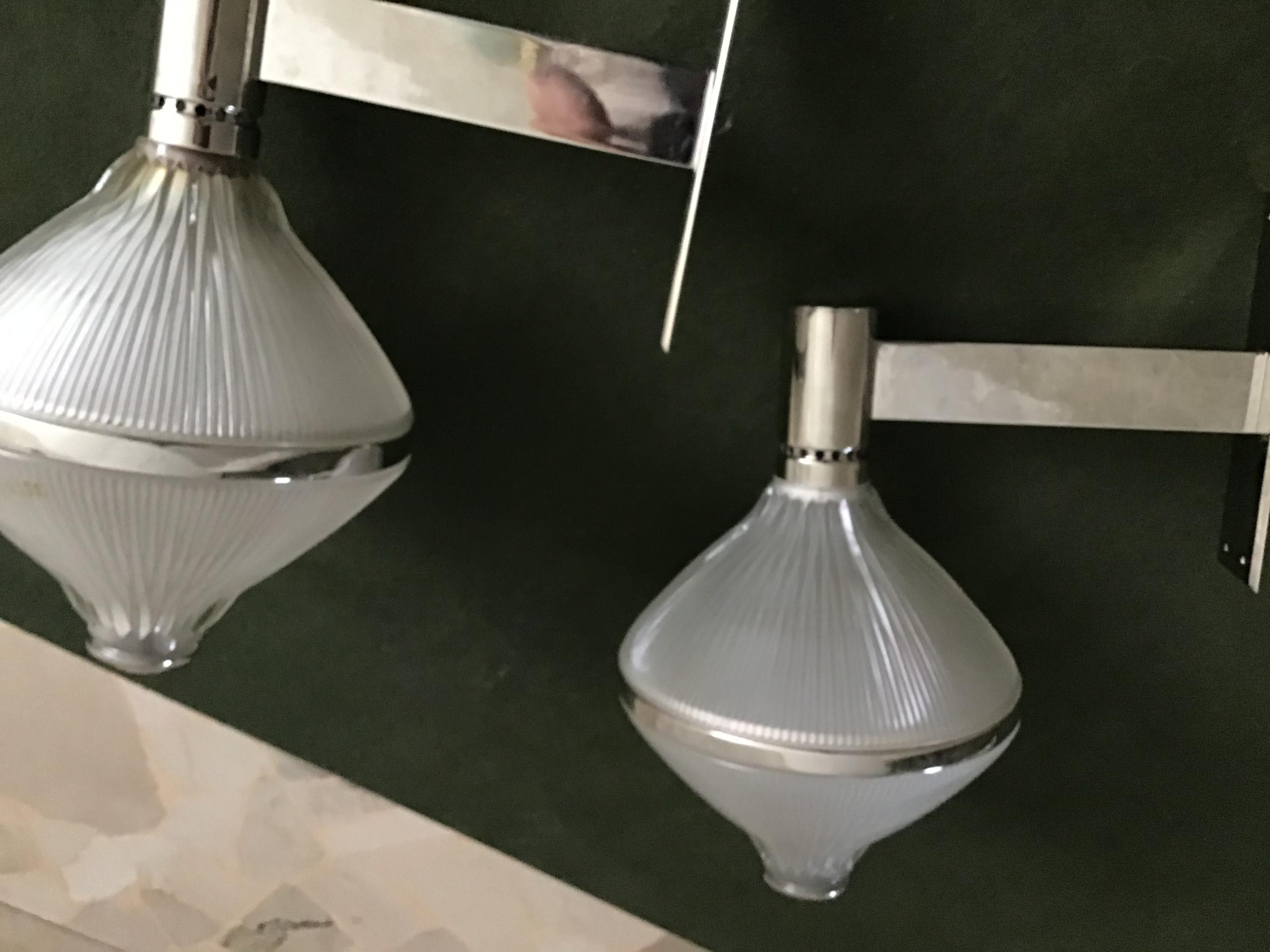 Studio BBPR Artemide Sconces Nickel-Plated Brass and Moulded Glass, 1963, Italy For Sale 6