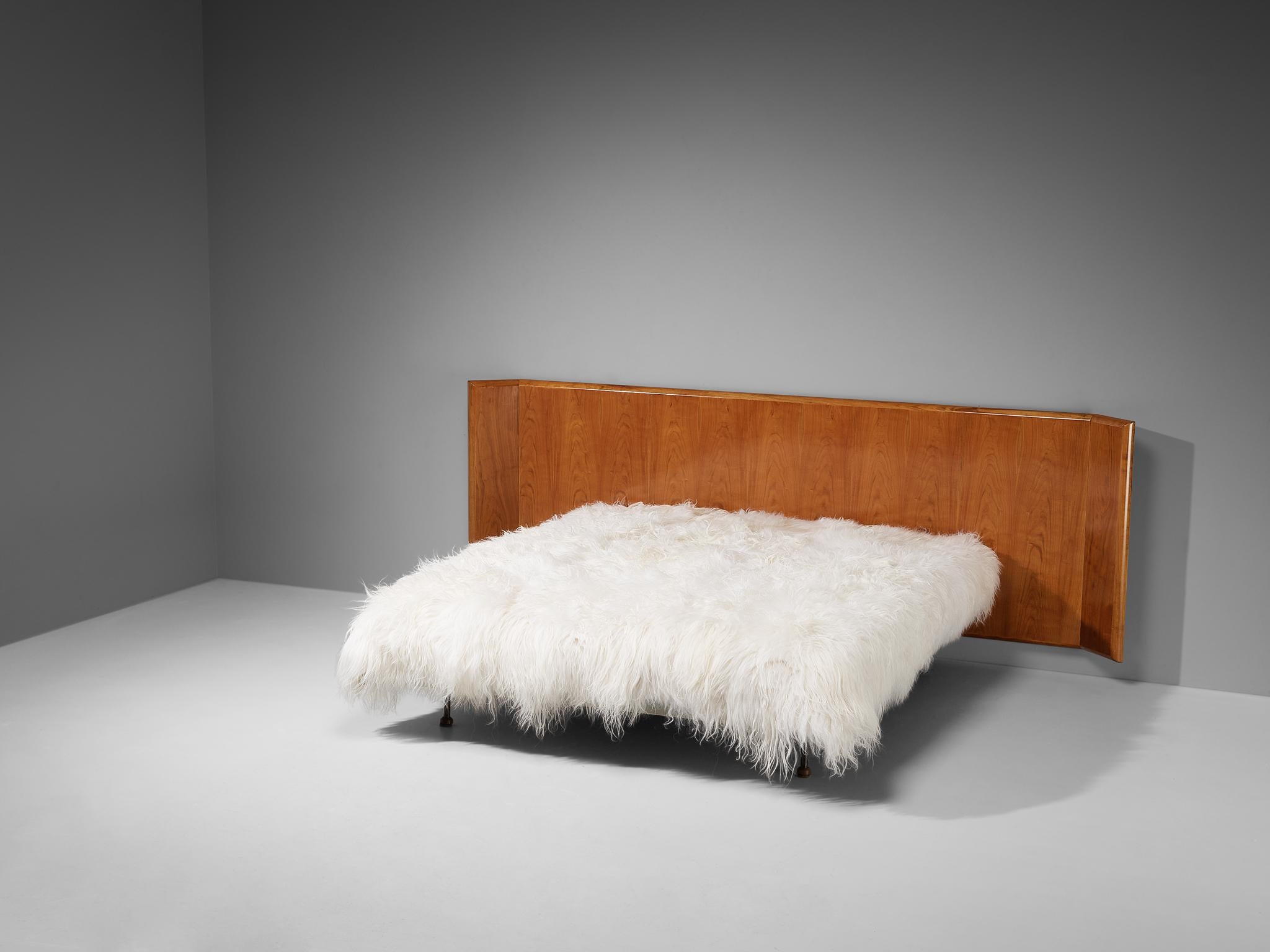 Studio B.B.P.R., double bed, cherry, steel, Italy, 1960s. 

Rare double bed designed by the Italian Studio B.B.P.R. This one of a kind piece of furniture is an excellent example of their style; a modern and almost industrial interpretation with some