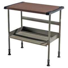 Studio BBPR for Olivetti Side Table in Grey Coated Steel with Brown Top 