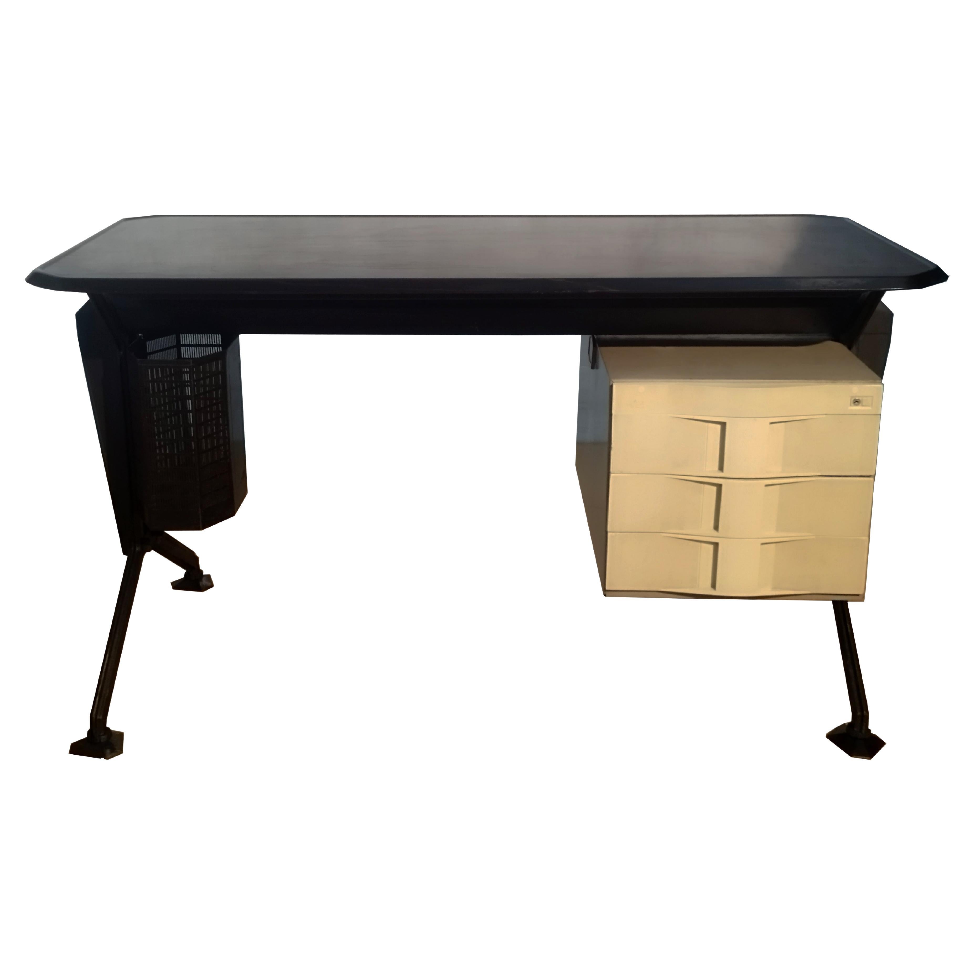 Studio BBPR for Olivetti Sintesis "Arco" Office 3-Drawer Desk, Italy 1960s For Sale