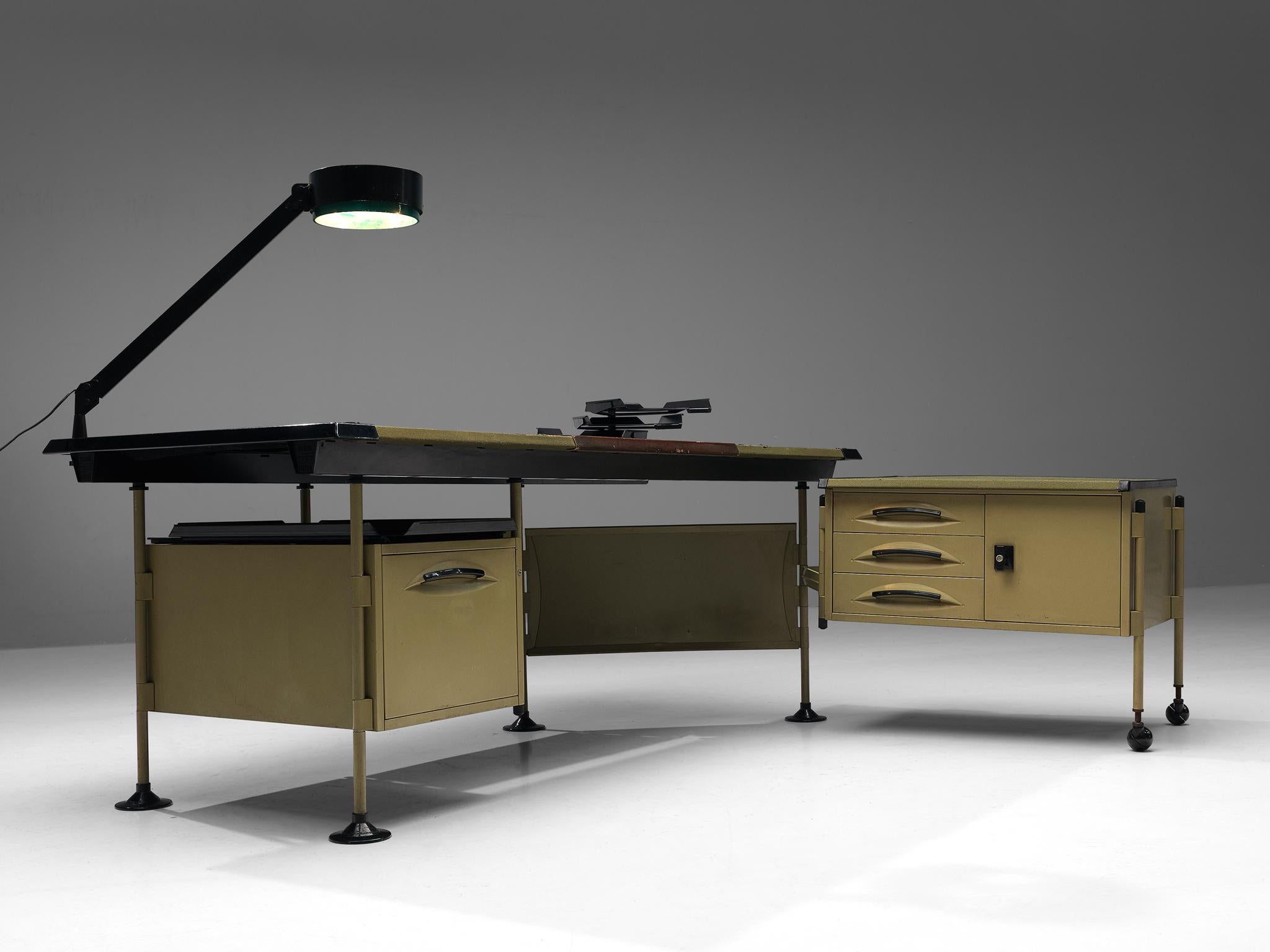 Faux Leather Studio BBPR for Olivetti 'Spazio' Desk with Original Lamp