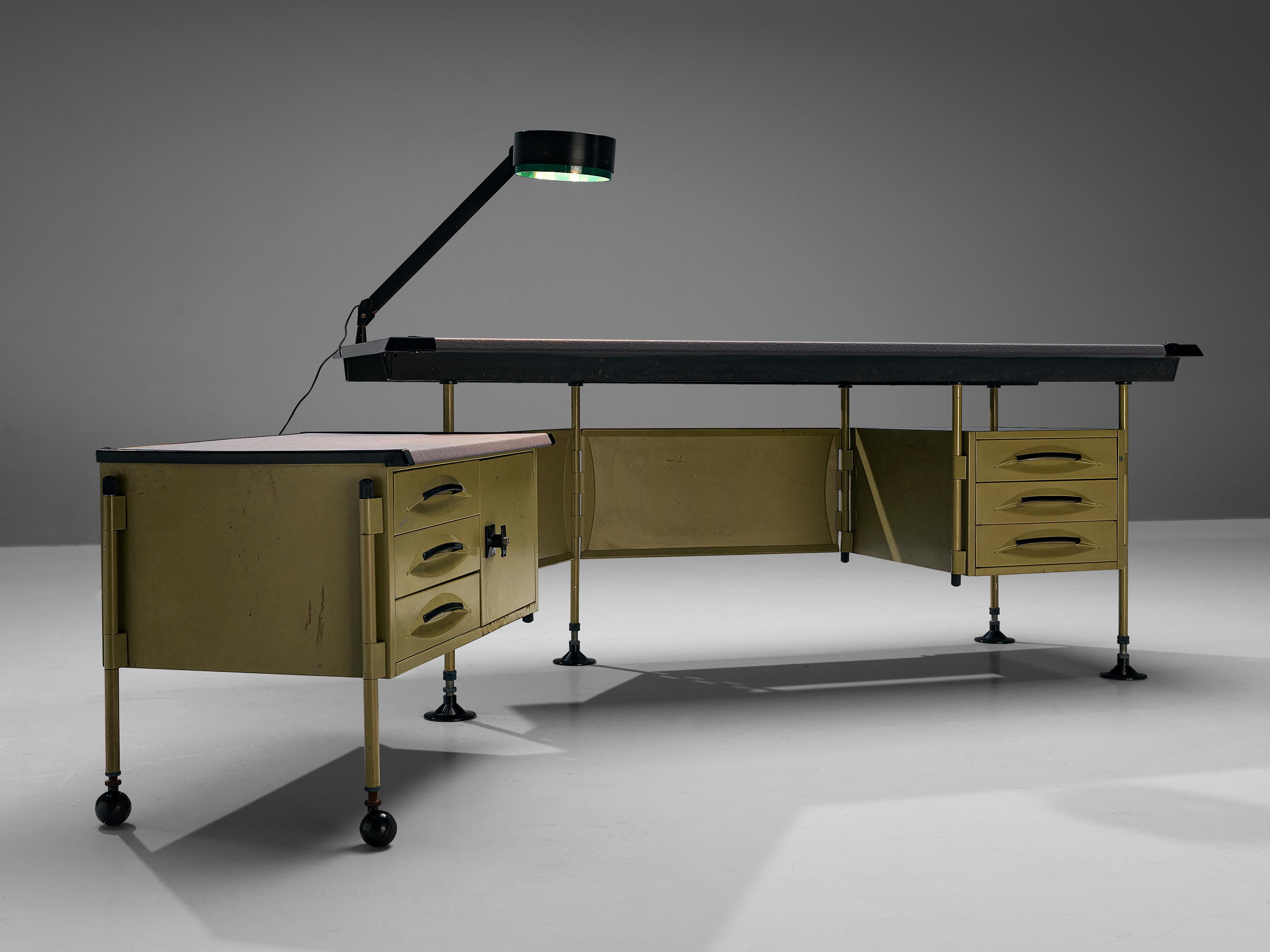Metal Studio BBPR for Olivetti 'Spazio' Desk with Original Lamp
