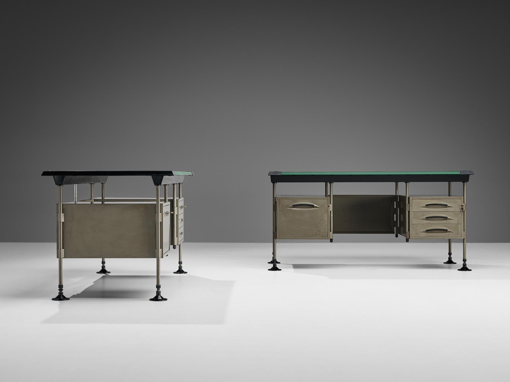 Studio BBPR for Olivetti 'Spazio' Desks in Grey Coated Steel For Sale 5