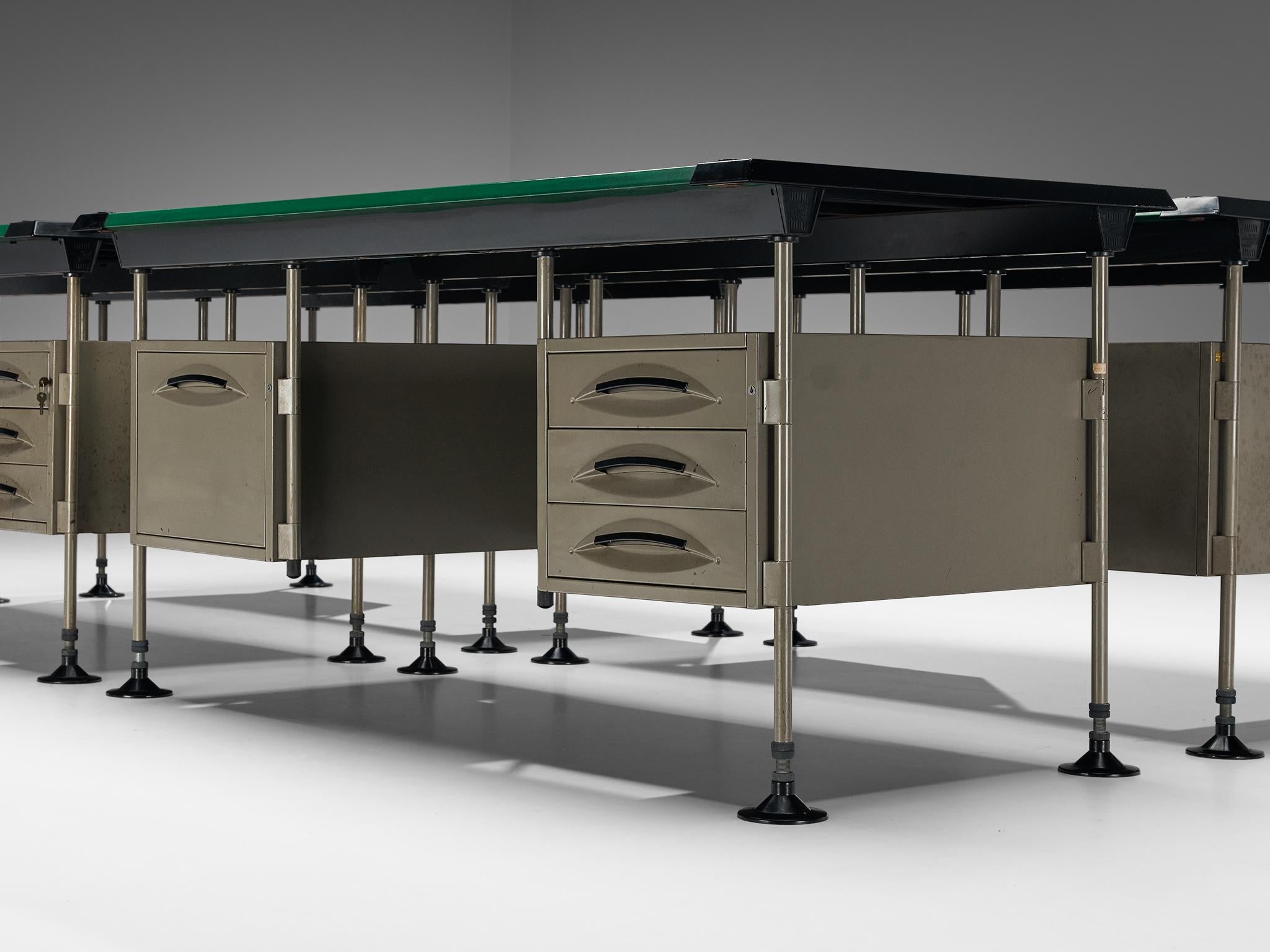 Mid-Century Modern Studio BBPR for Olivetti 'Spazio' Desks in Grey Coated Steel  For Sale