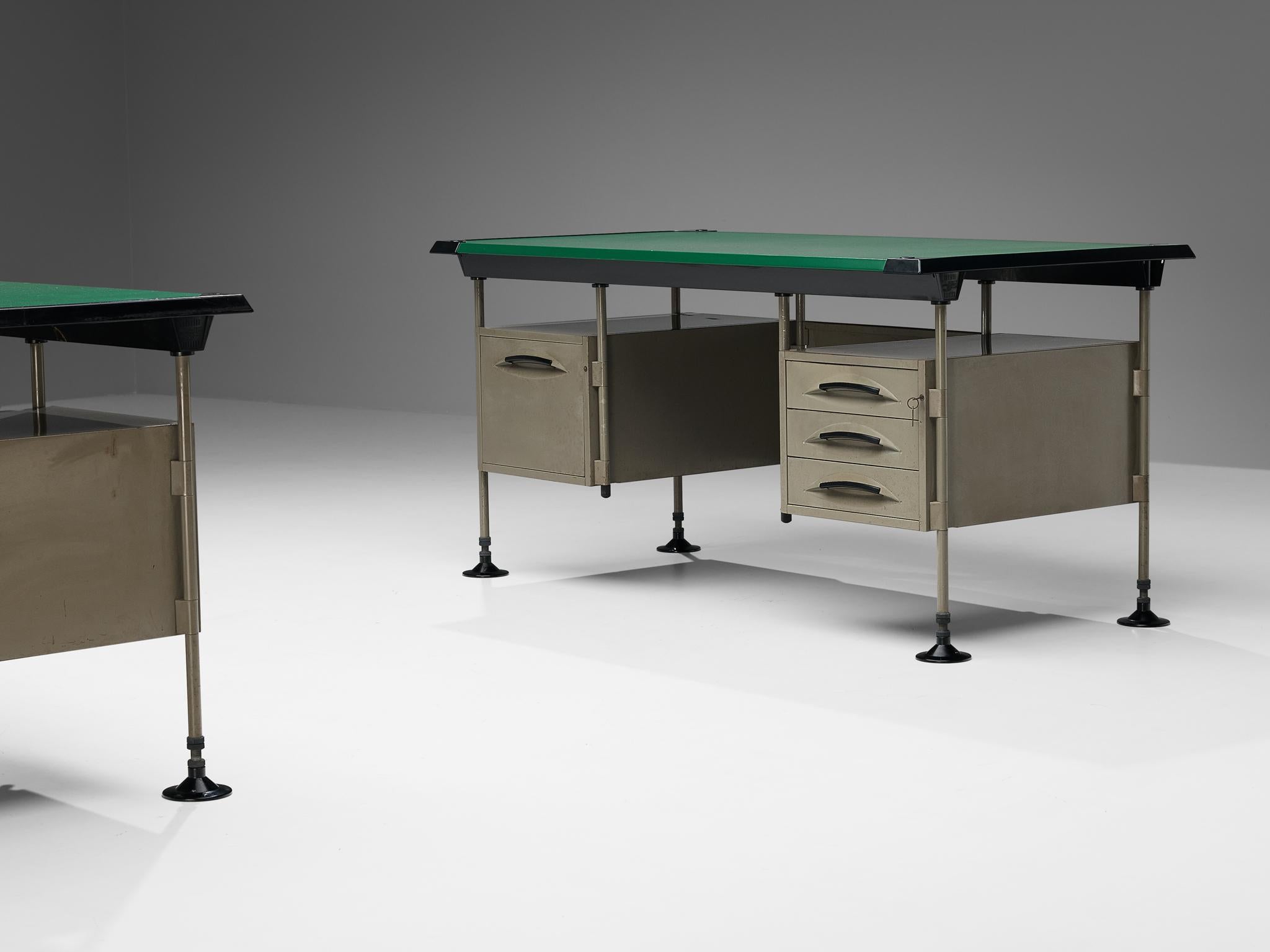 Mid-20th Century Studio BBPR for Olivetti 'Spazio' Desks in Grey Coated Steel For Sale