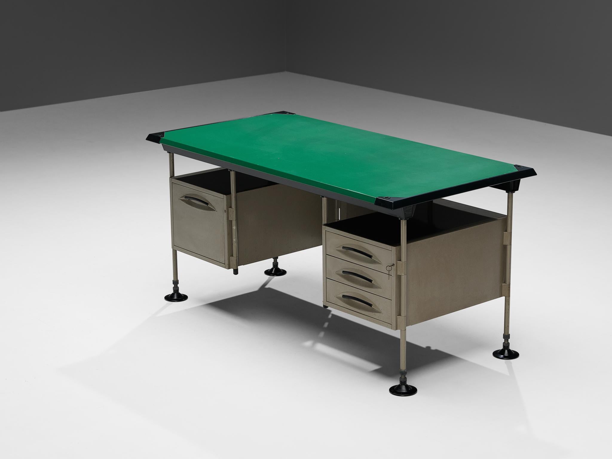 Studio BBPR für Olivetti: Schreibtische „Spazio“ aus grau beschichtetem Stahl im Angebot 2