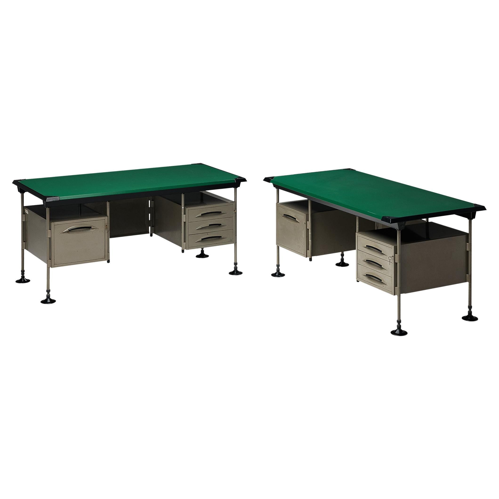 Studio BBPR for Olivetti 'Spazio' Desks in Grey Coated Steel For Sale