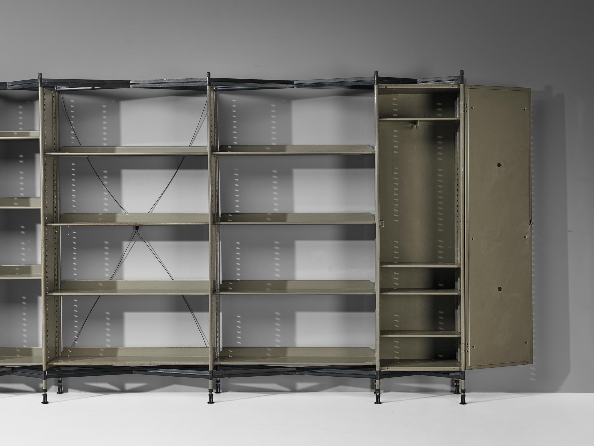 Mid-Century Modern Studio BBPR for Olivetti 'Spazio' Large Shelving System in Metal 7M  For Sale