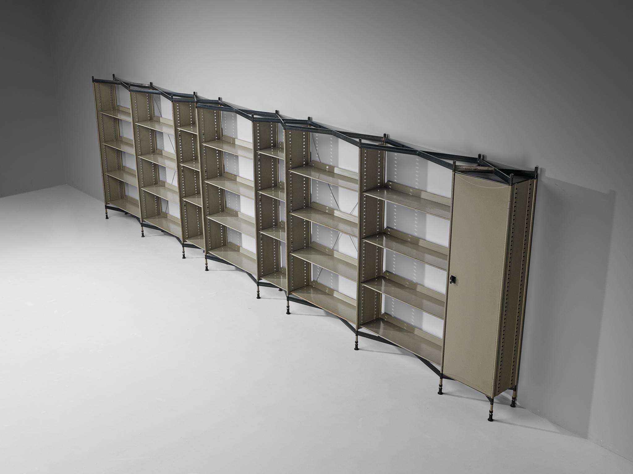 Mid-20th Century Studio BBPR for Olivetti 'Spazio' Large Shelving System in Metal 7M  For Sale