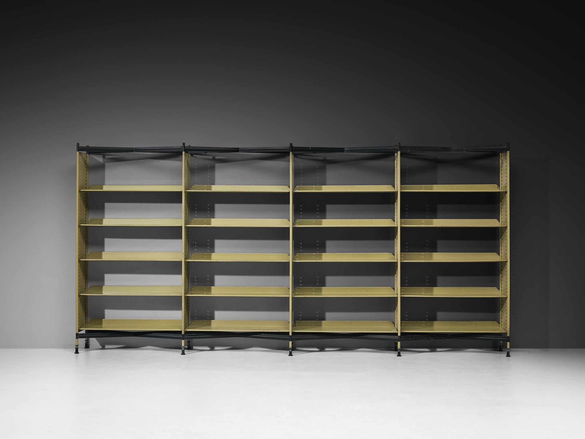 Studio BBPR for Olivetti 'Spazio' Large Shelving System in Olive Colored Steel Italiano en venta