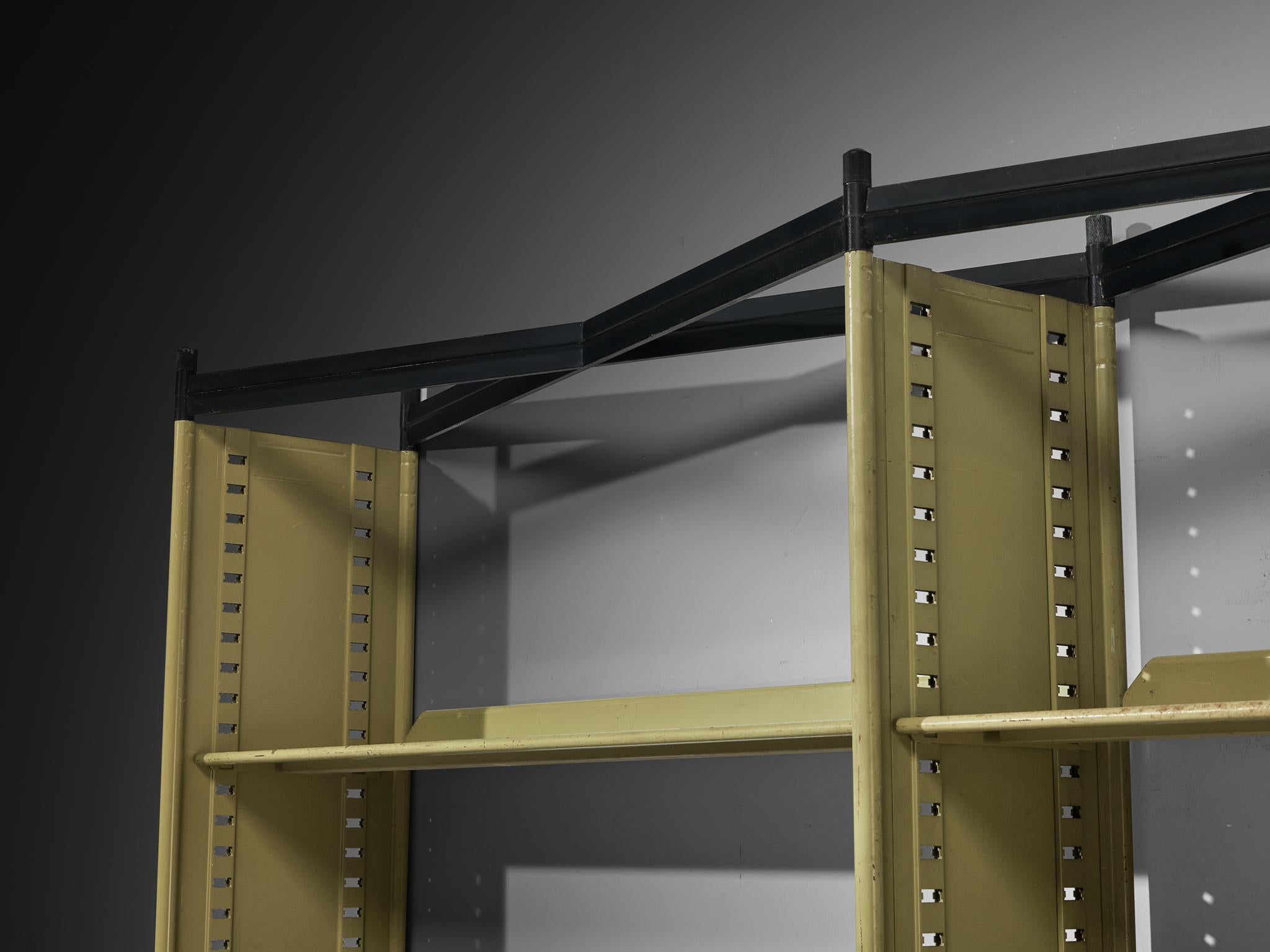 Studio BBPR for Olivetti 'Spazio' Large Shelving System in Olive Colored Steel Acero en venta