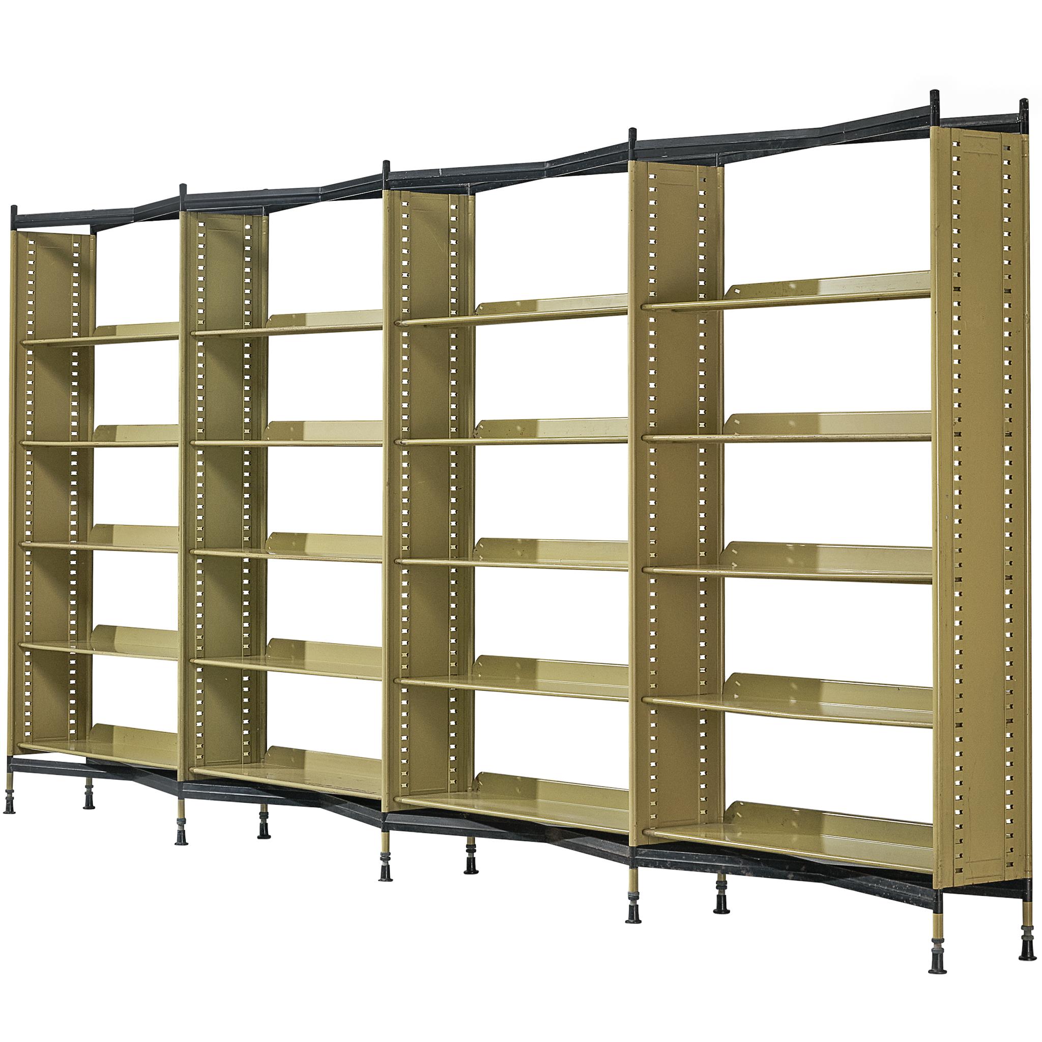 Studio BBPR for Olivetti 
Spazio
 Large Shelving System in Olive Colored Steel en venta