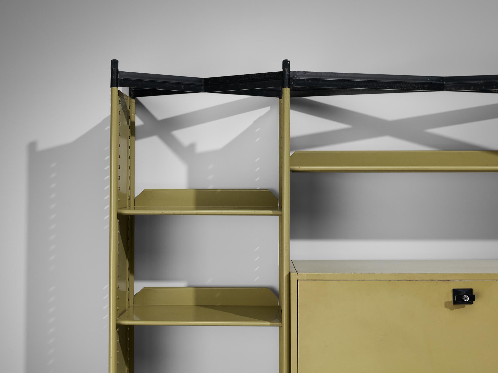 Italian Studio BBPR for Olivetti 'Spazio' Shelving System in Green Coated Steel