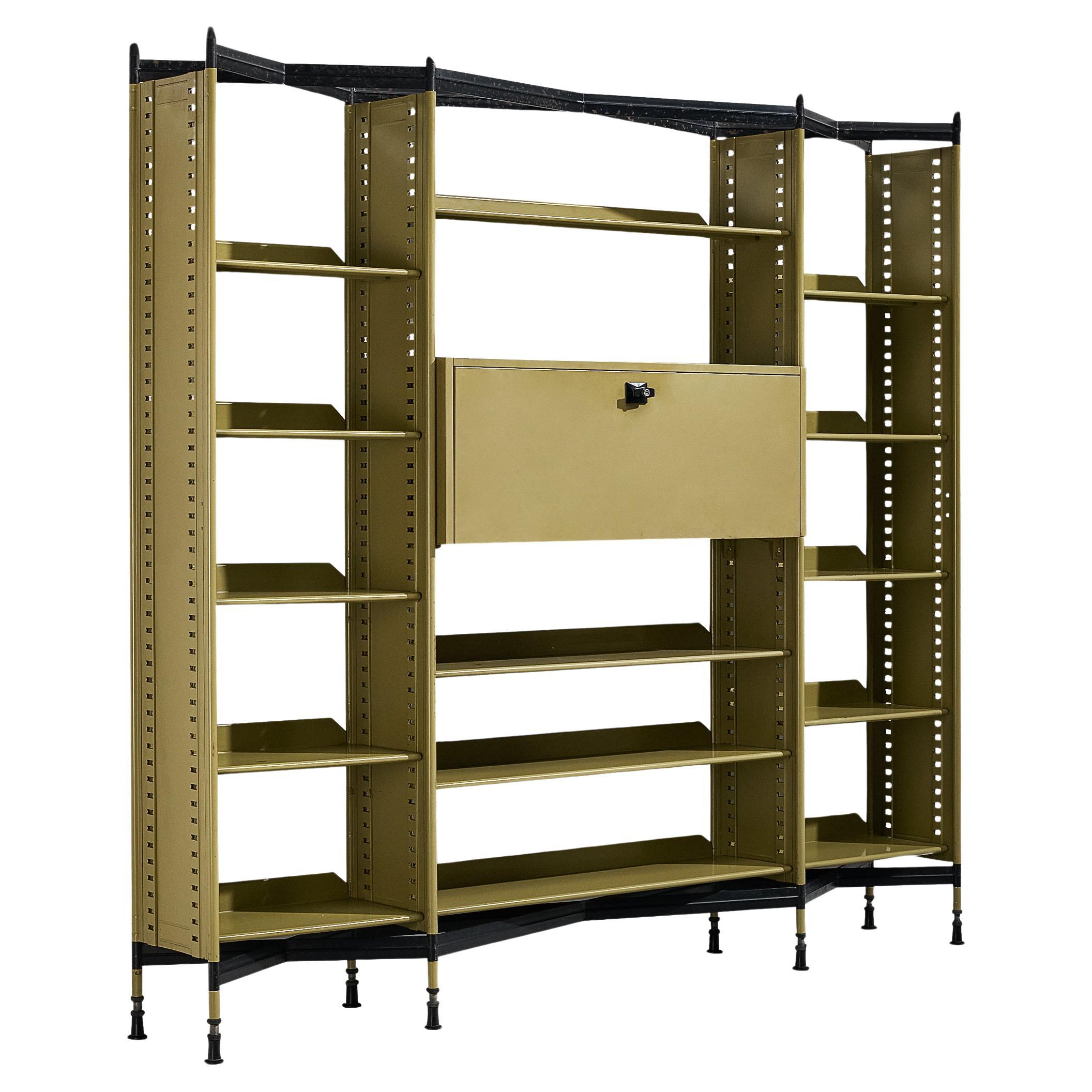 Studio BBPR for Olivetti 'Spazio' Shelving System in Green Coated Steel  For Sale