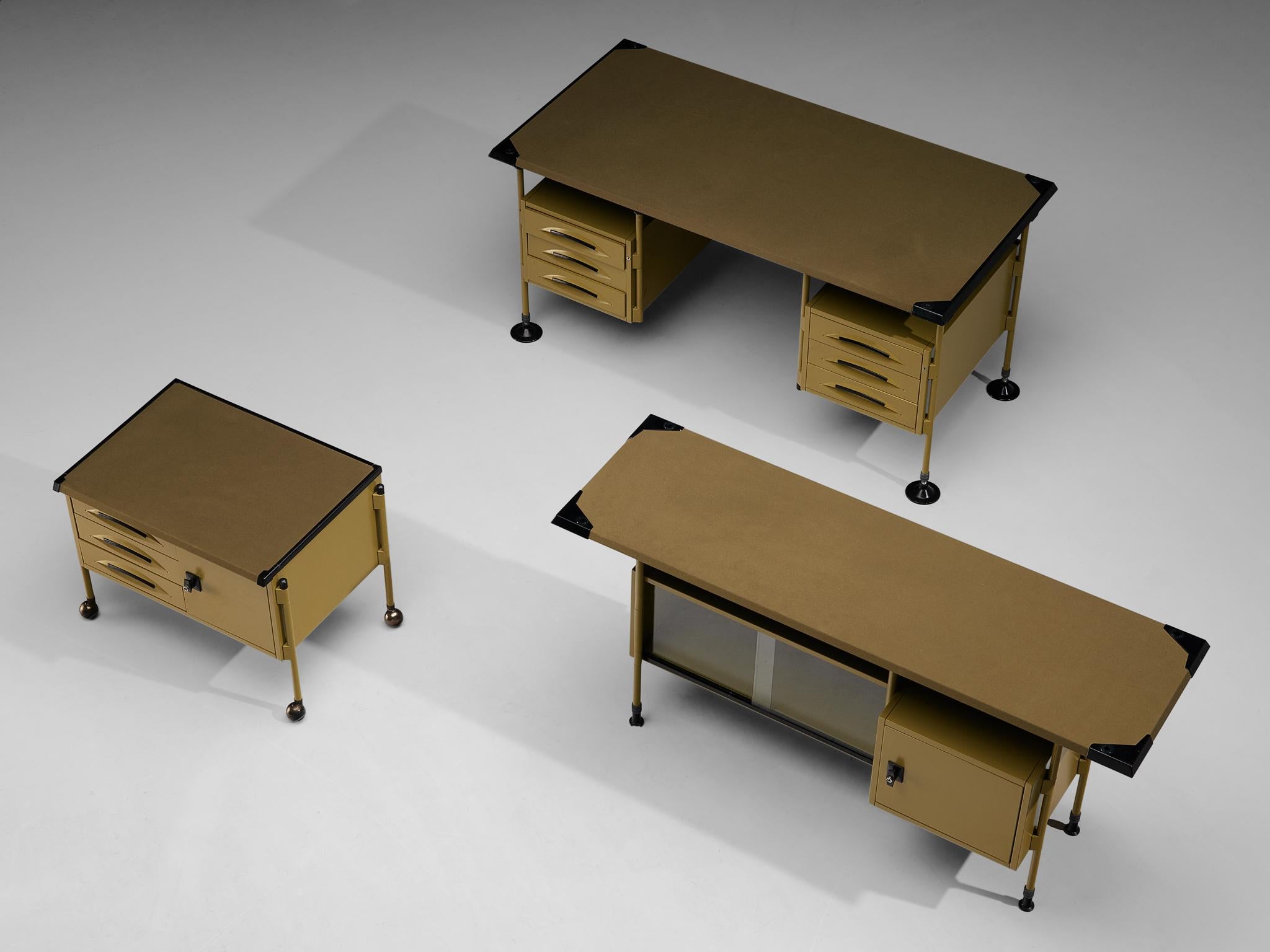 Studio BBPR für Olivetti: Sideboard „Spazio“ aus grün beschichtetem Stahl 8