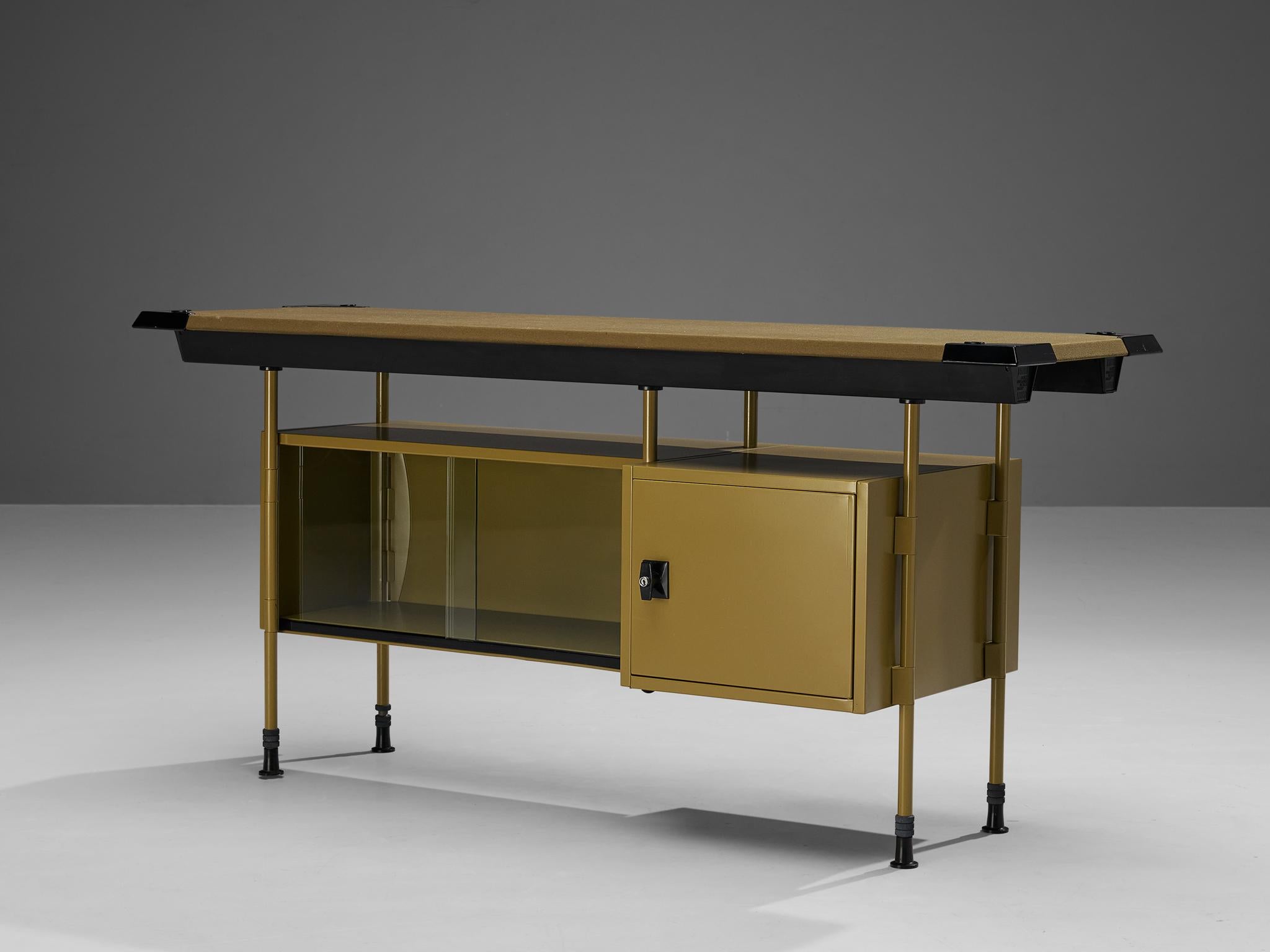 Studio BBPR für Olivetti: Sideboard „Spazio“ aus grün beschichtetem Stahl (Moderne der Mitte des Jahrhunderts)