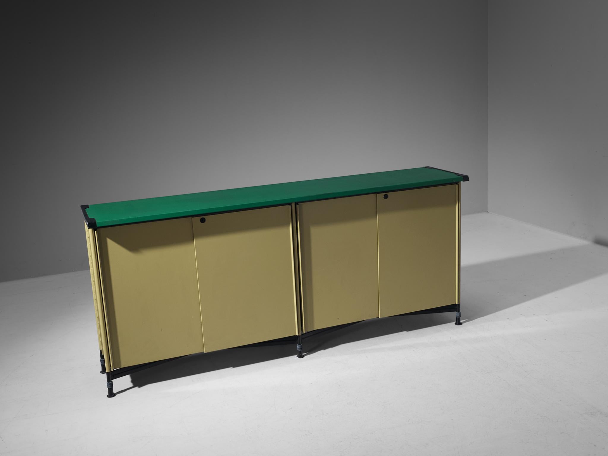 Studio BBPR für Olivetti 'Spazio' Sideboard aus grün beschichtetem Stahl  (Moderne der Mitte des Jahrhunderts) im Angebot