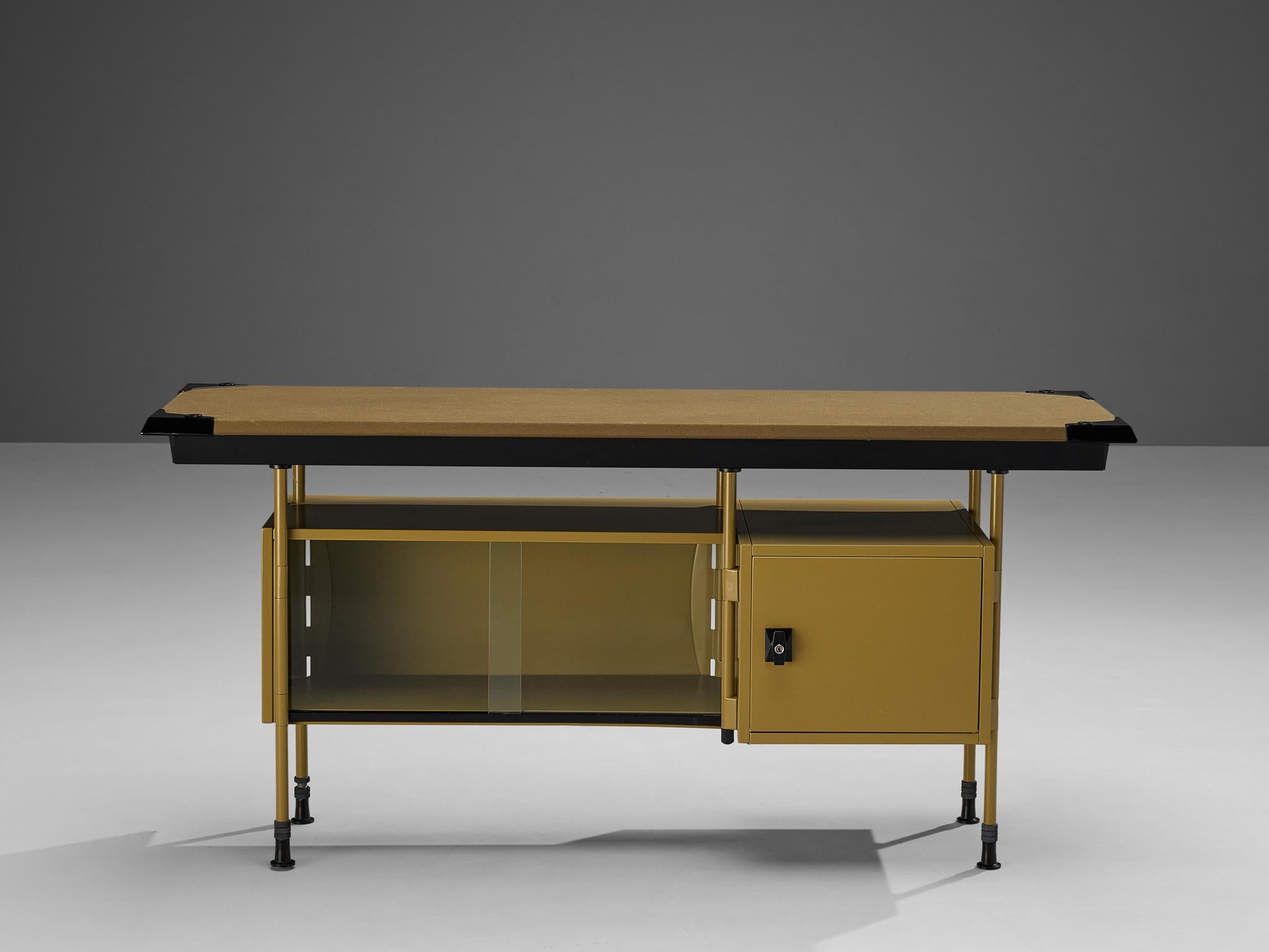 Mid-20th Century Studio BBPR for Olivetti 'Spazio' Sideboard in Green Coated Steel For Sale