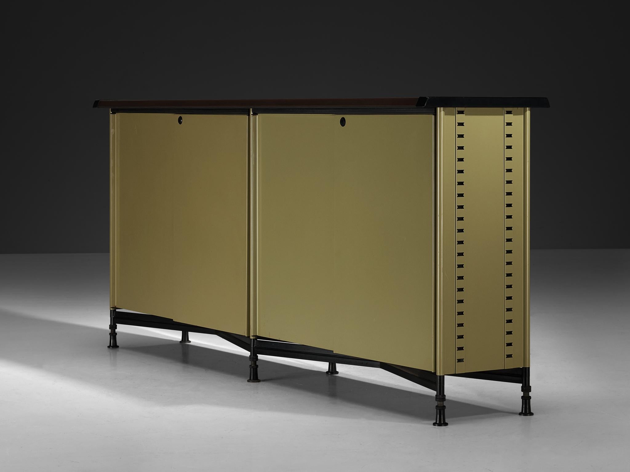 Mid-20th Century Studio BBPR for Olivetti ‘Spazio’ Sideboard in Green Coated Steel For Sale